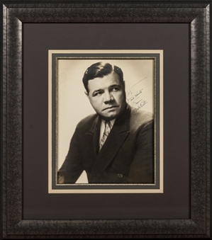 Babe Ruth Signed and Inscribed Oversized Studio Portrait In Frame (PSA/DNA Mint 9)